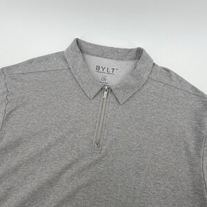 BYLT Premium Basics Lux Men's Gray Quarter Zip Polo Shirt XL Short Sleeve